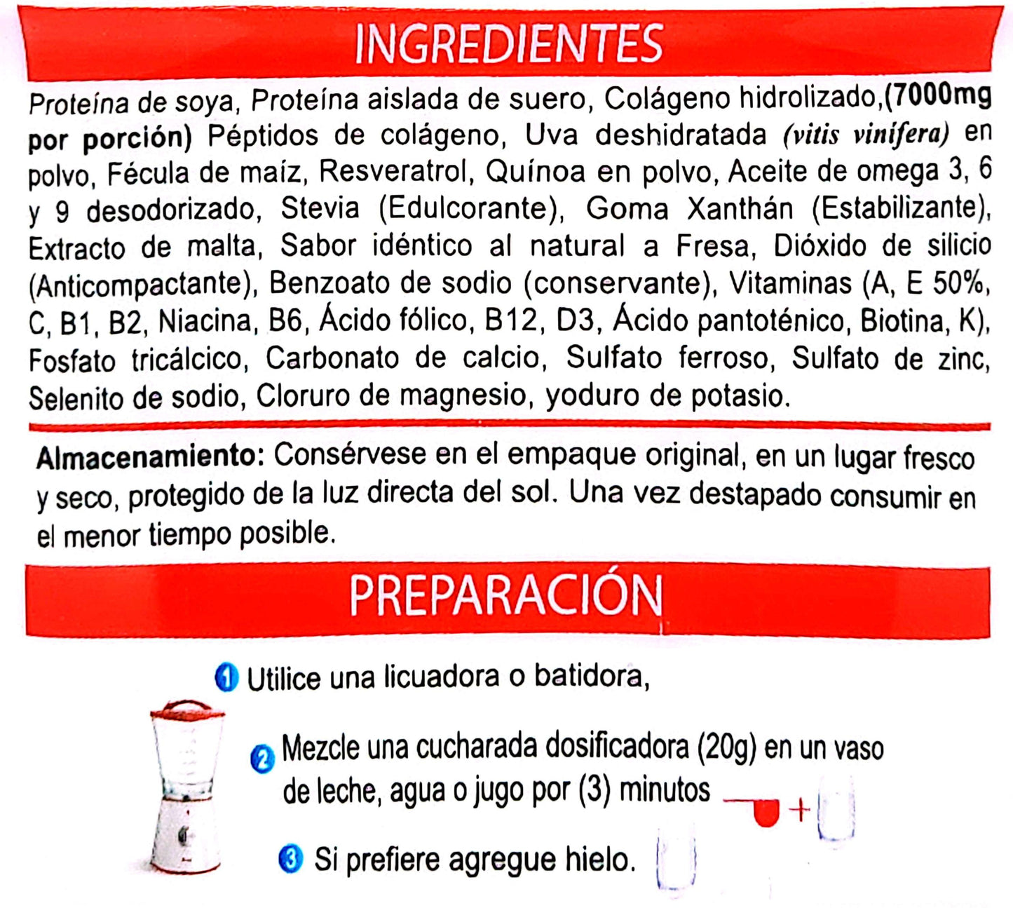 Frasco de COLÁGENO hidrolizado + Biotina + Niacina + Magnesio + Quinua + Vitamina C