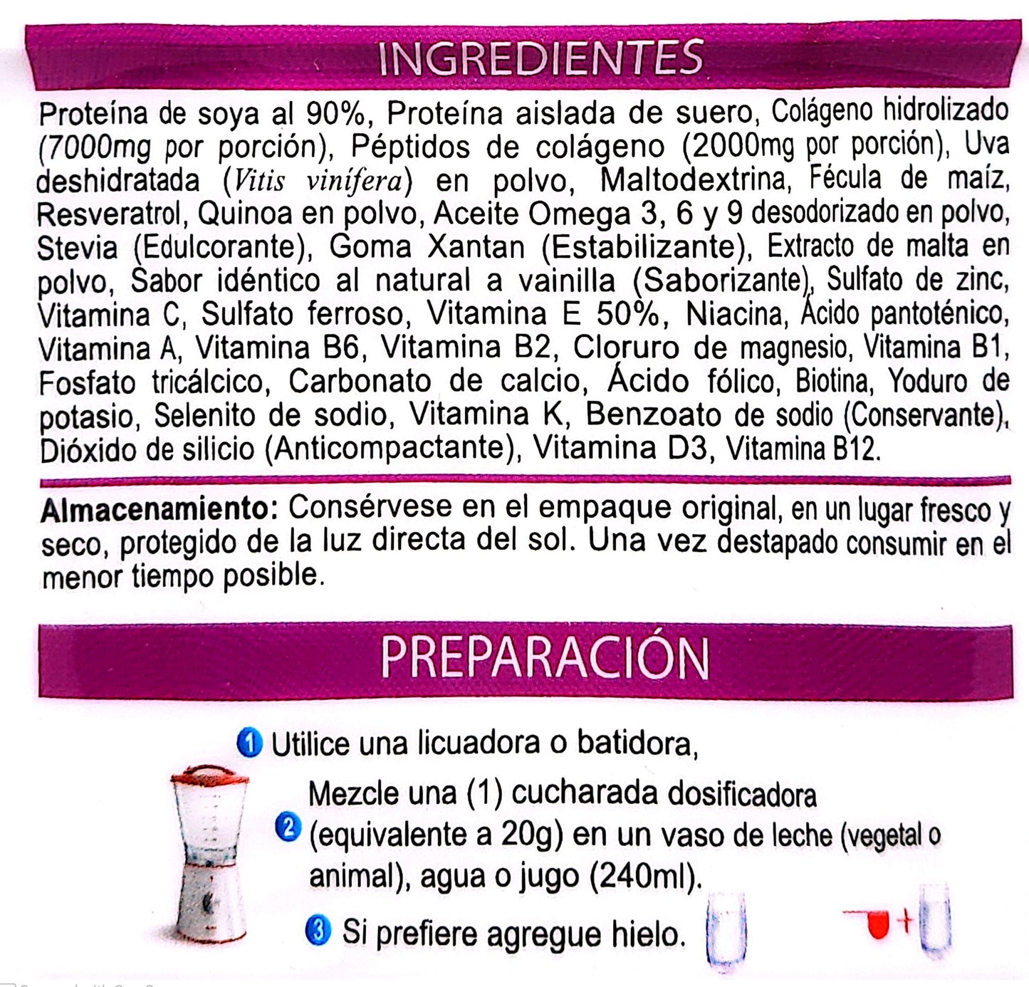 Frasco de COLÁGENO hidrolizado + Biotina + Niacina + Magnesio + Quinua + Vitamina C