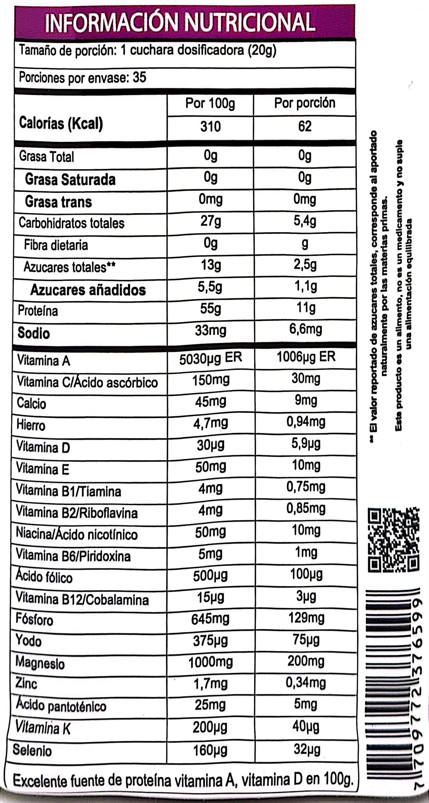 Frasco de COLÁGENO hidrolizado + Biotina + Niacina + Cloruro de Magnesio