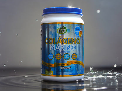 Frasco de COLÁGENO MARINO + Vitaminas + Cloruro de Magnesio, Cúrcuma y Resveratrol