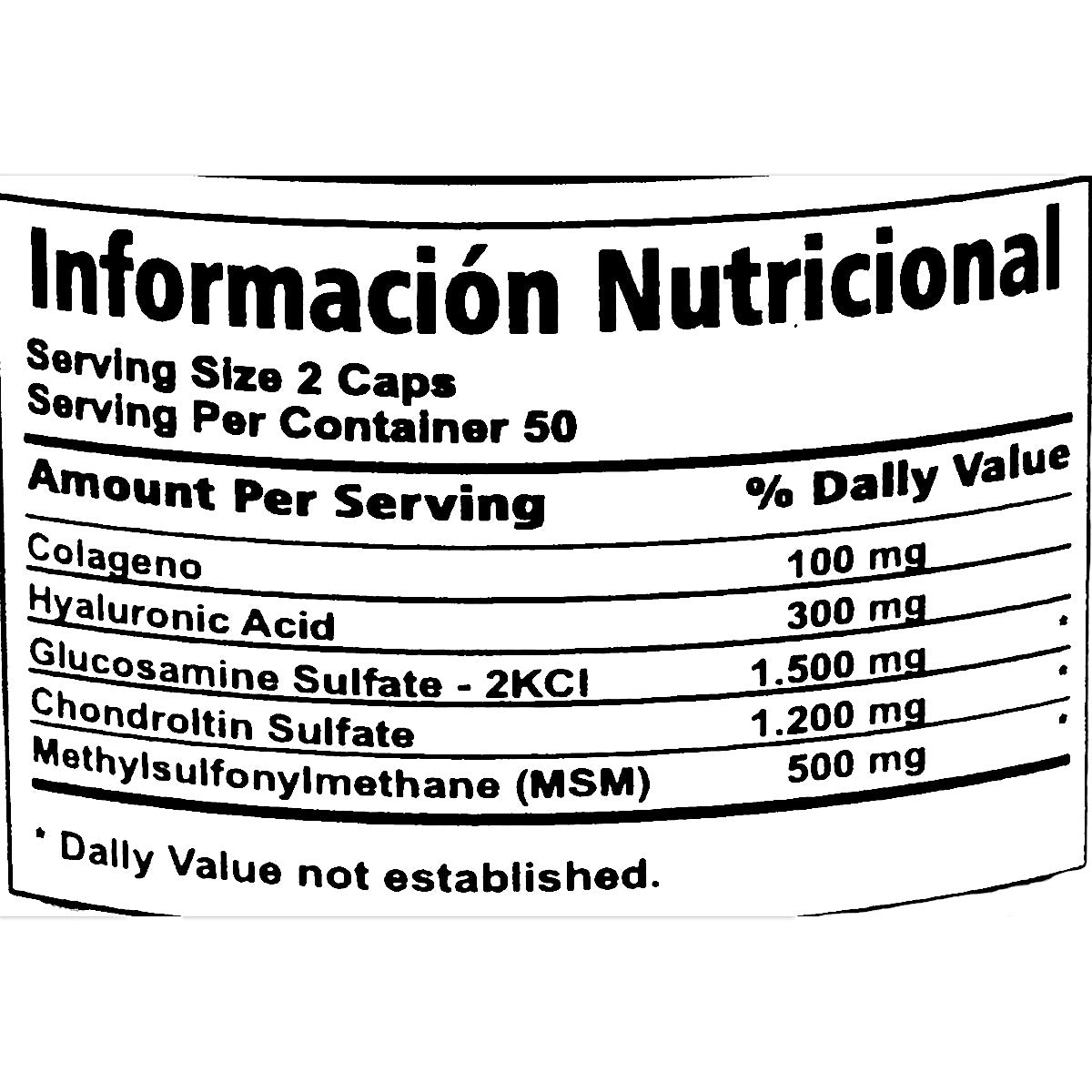 Frasco de GLUCOSAMINA + Condroitín + MSM + Colágeno