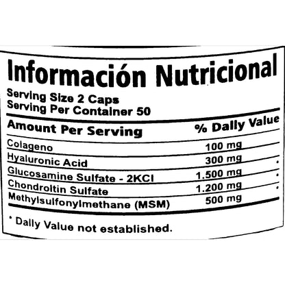 Frasco de GLUCOSAMINA + Condroitín + MSM + Colágeno