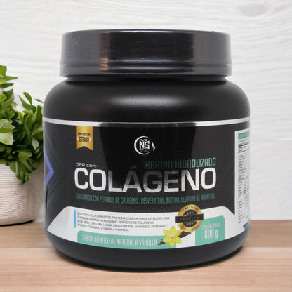 Frasco de COLÁGENO MARINO hidrolizado + Biotina + Cloruro de Magnesio + Resveratrol