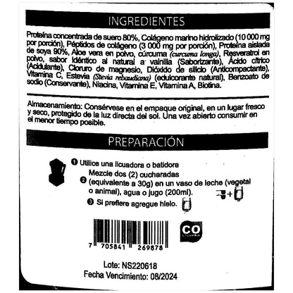 Frasco de COLÁGENO MARINO hidrolizado + Biotina + Cloruro de Magnesio + Resveratrol