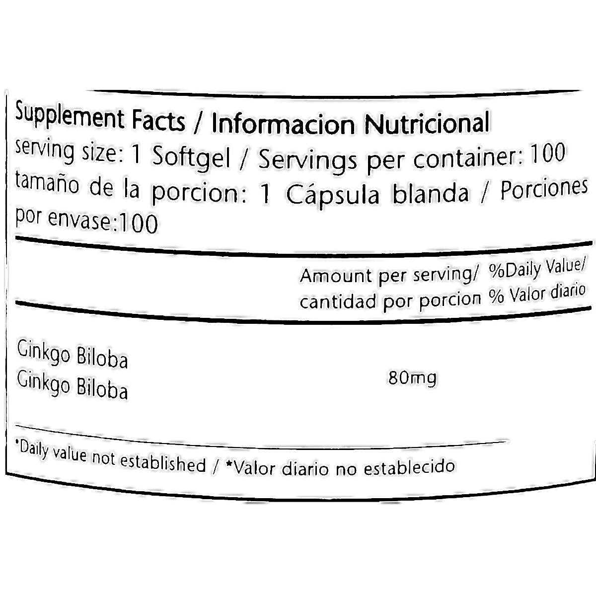 Frasco de cápsulas de GINKGO BILOBA