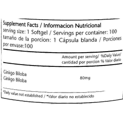 Frasco de cápsulas de GINKGO BILOBA