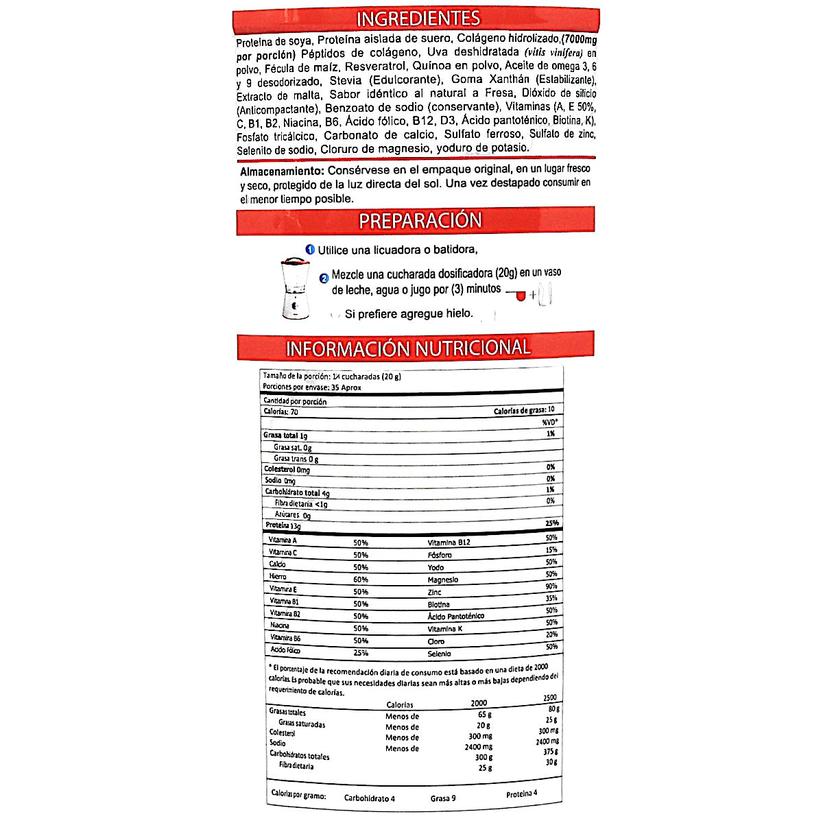 2 Tarros de COLÁGENO Hidrolizado FRESA + Biotina + Niacina + Magnesio + Vitamina C