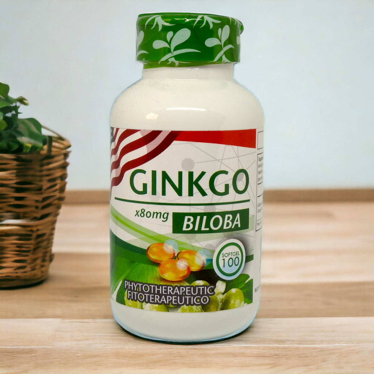 Frasco de cápsulas de GINKGO BILOBA