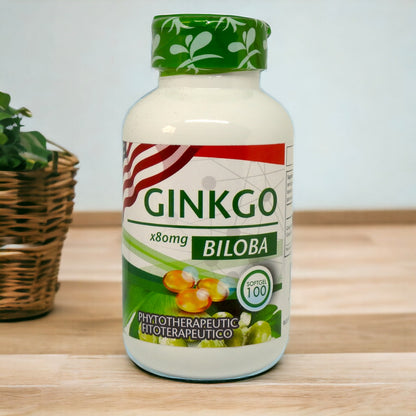 Frasco de cápsulas de GINKGO BILOBA